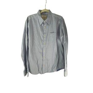 Weatherproof Vintage Men's Light Blue Button-Up Shirt Cotton Pocket Dressy Sz L